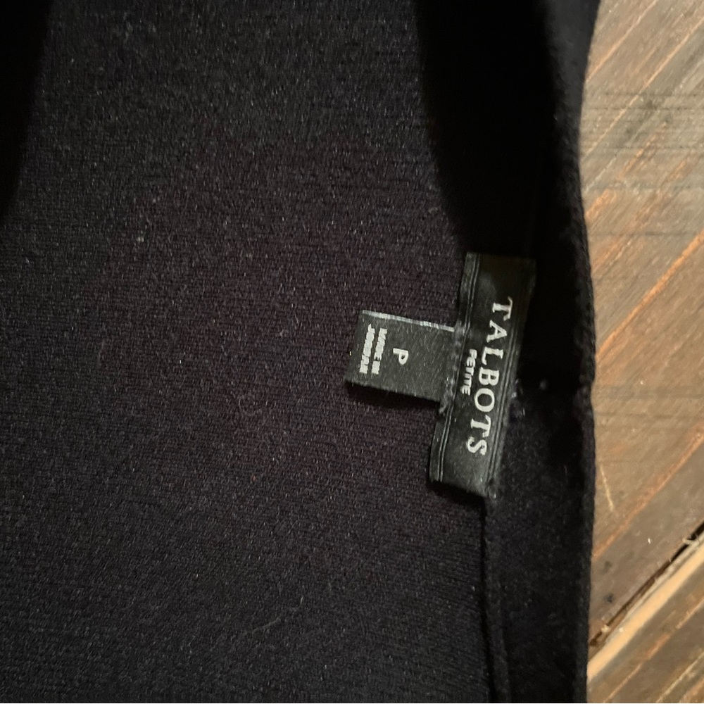 Talbots open black cardigan with white trim size POS belt not included - Picture 2 of 10